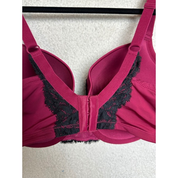 Torrid Burgundy Black Lace Push Up Balconette Bra 42D Underwire Padded Plus Size - Picture 5 of 7
